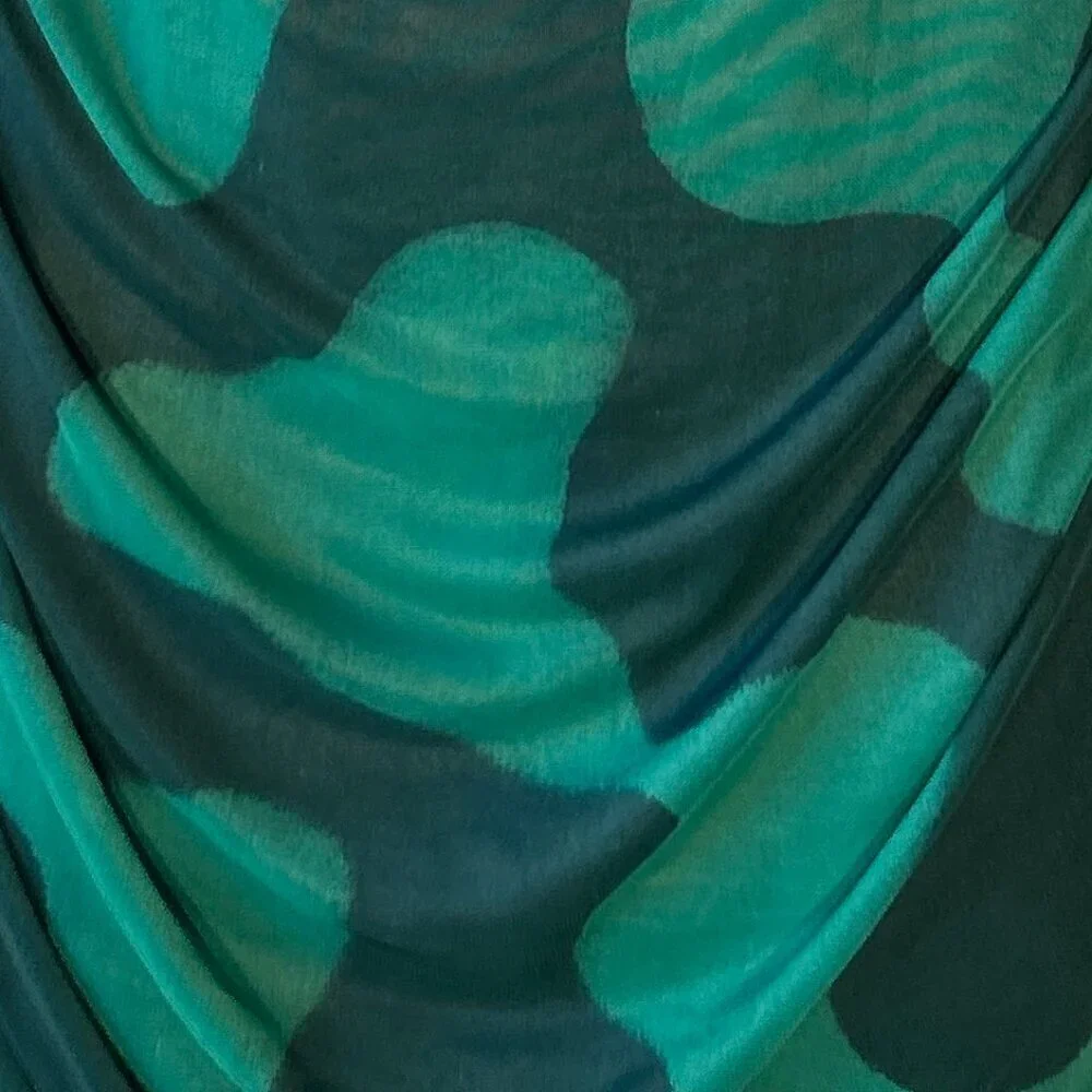 Ava & Viv SZ 2X  Green Abstract Print Midi Slip Dress Mod Maximalism Modern Y2K